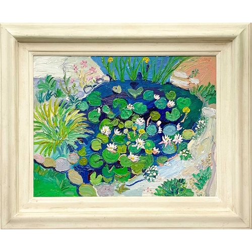 131 - Fred YATES (1922-2008) Lily Pond, Marazion Oil on canvas, signed, 50 x 64.5cm, 72 x 88cm framed.