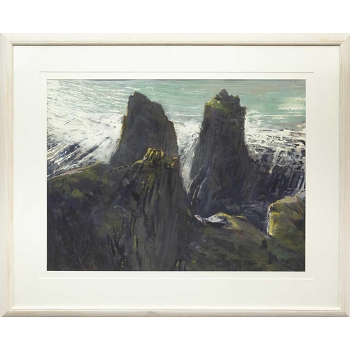 137 - Paul LEWIN (1967) Cliffs at Sandy Mouth, Bude (2005) Mixed media, signed and dated '05, titled to ve... 