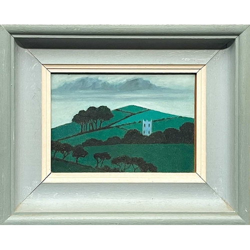 149 - Joan GILLCHREST (1918-2008) Sancreed Church Oil on board, 12 x 17.5cm, 24 x 29cm framed.