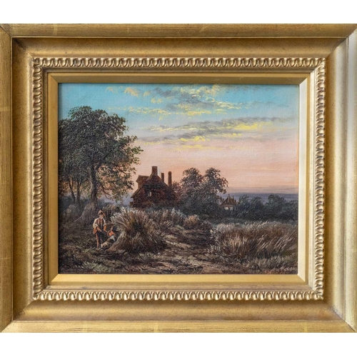 166 - George Walter WILLIAMS (1834-1906) Haymaking, The End of The Day Oil on canvas, signed, 20 x 24cm, 3... 