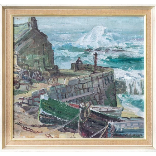 17 - Isabel WRIGHTSON (1890-1950) Sennen Harbour Oil on board, signed, 25 x 27cm , 30 x 33cm framed.