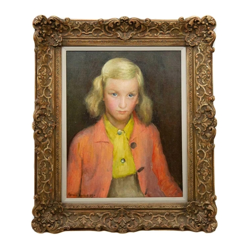 171 - Harold C. HARVEY (1874-1941) Betty Pollard, The Yellow Blouse, 1939 Oil on canvas, signed, 20x41cm a... 