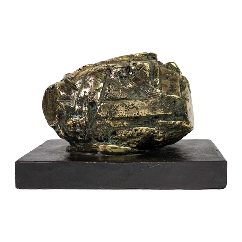 178 - Ken SPOONER (1942) The Magician's Stone Bronze on slate base, initialled, 13cm x 18.5cm x 13.5cm