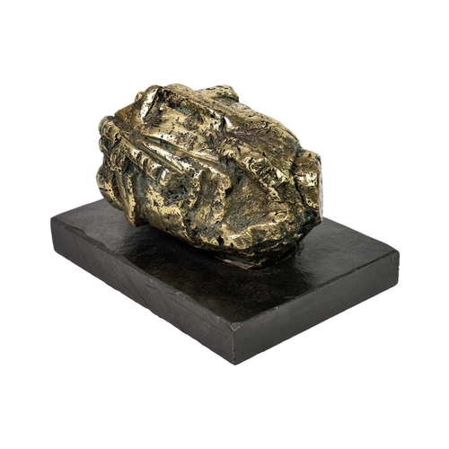 178 - Ken SPOONER (1942) The Magician's Stone Bronze on slate base, initialled, 13cm x 18.5cm x 13.5cm