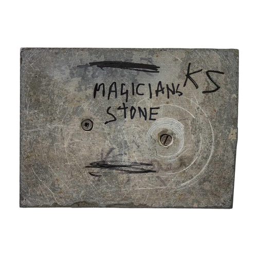 178 - Ken SPOONER (1942) The Magician's Stone Bronze on slate base, initialled, 13cm x 18.5cm x 13.5cm