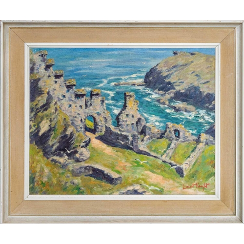 193 - Ernest KNIGHT (1915-1995) Tintagel  Oil on canvas, 40 x 49cm, 53 x 64cm framed.