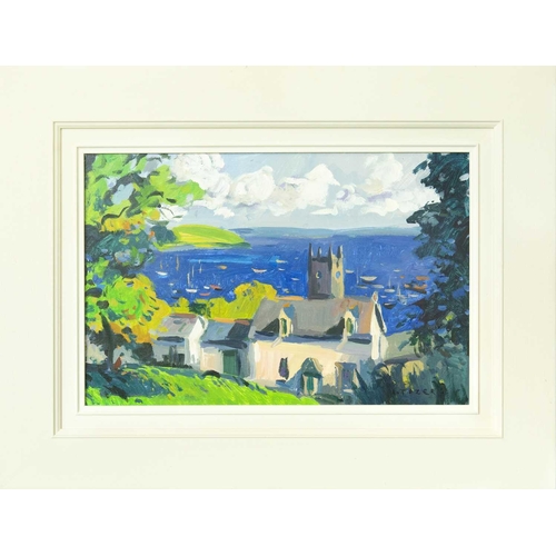 206 - Andrew TOZER (1974) A View from Falmouth Oil on board, signed, 29 x 44.5cm, 49 x 65cm framed.