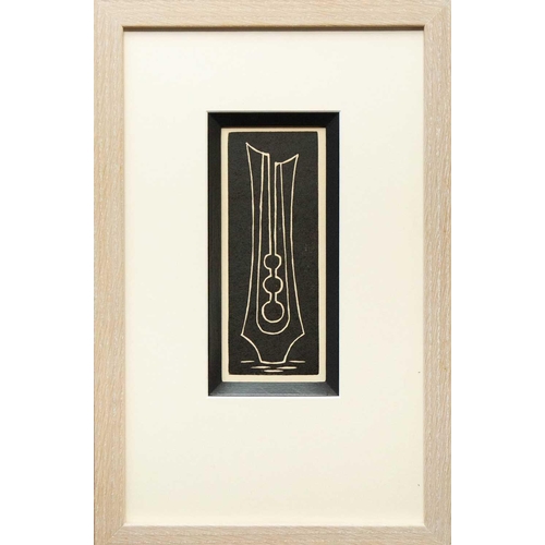 208 - Denis MITCHELL (1912-1993) Christmas Card (Clodgy) Linocut, 19 x 7.5cm, 40 x 26cm framed.