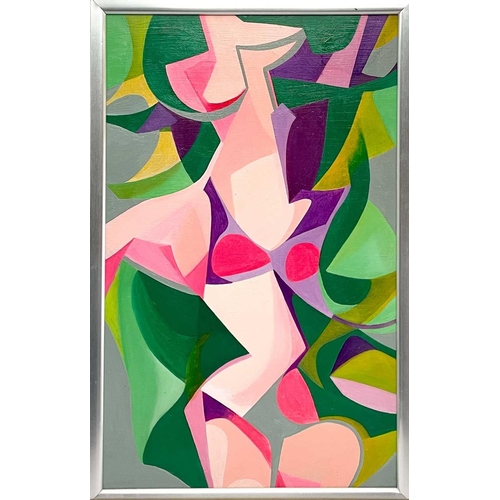 216 - Joyce TURNER (1920-2020) Bikini Girl Oil on board, signed, 59 x 37cm, 63 x 41cm framed.