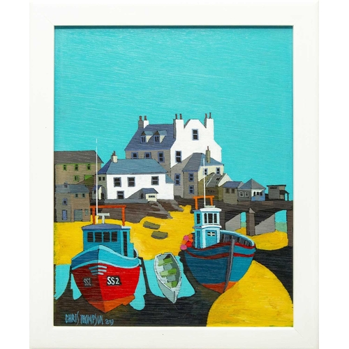 221 - Chris THOMPSON (XX-XXI) SS2, Harbour Beach, St Ives Oil on board, signed and dated 2019, artist's la... 