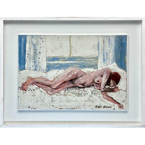 237 - Minou STEINER (1940-2008) Reclining Nude Mixed media, signed, 37 x 54cm.