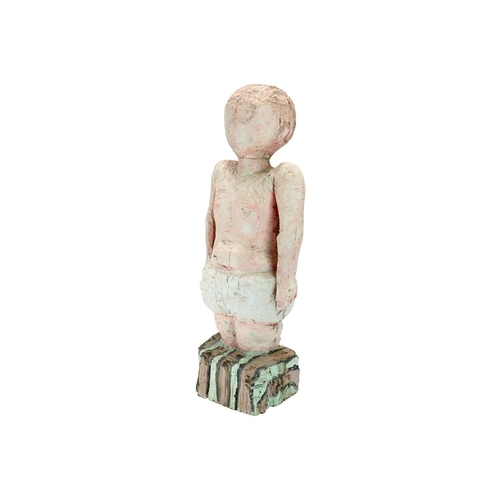 239 - Julian DYSON (1936-2003) James, Bath Time Painted wood, height 69cm.