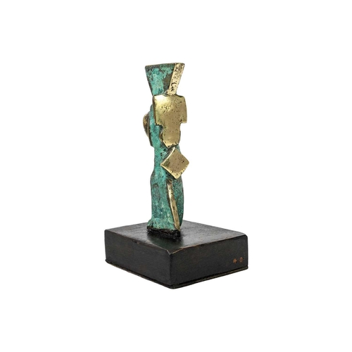 241 - Ken SPOONER (1942) Konos Bronze with verdigris patina on wooden base, initialled and titled to base,... 