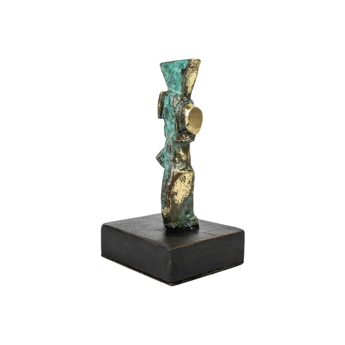 241 - Ken SPOONER (1942) Konos Bronze with verdigris patina on wooden base, initialled and titled to base,... 