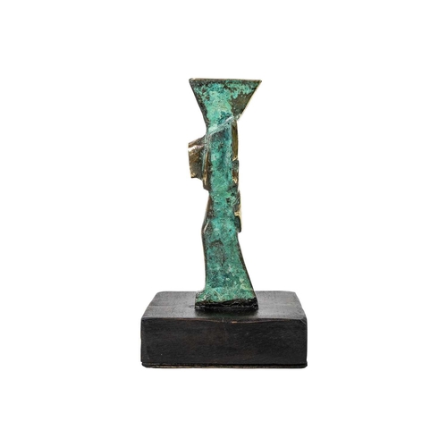 241 - Ken SPOONER (1942) Konos Bronze with verdigris patina on wooden base, initialled and titled to base,... 