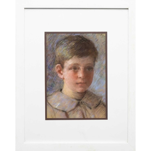 263 - Newlyn School Portrait of a Young Boy Pastel, 28 x 19cm, 50 x 40.5cm framed.