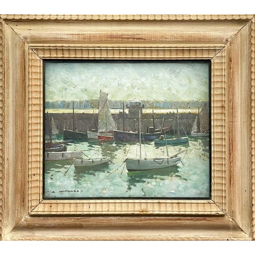 27 - Arthur HAYWARD (1889-1971) St Ives Harbour Oil on panel, signed, 22 x 26.5cm, 37 x 41.5cm framed.