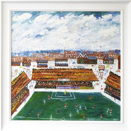 279 - Simeon STAFFORD (1956) Manchester United Oil on panel, signed, further signed and inscribed to verso... 