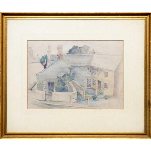 292 - Billie WATERS (1896-1979) Manor House, Lelant Coloured pencil on paper, 26cm x 36cm, 48cm x 56.5cm f... 