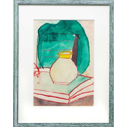 293 - Bryan PEARCE (1929-2006) Vase on Books Watercolour, signed, 33 x 23cm, 50 x 39cm framed.