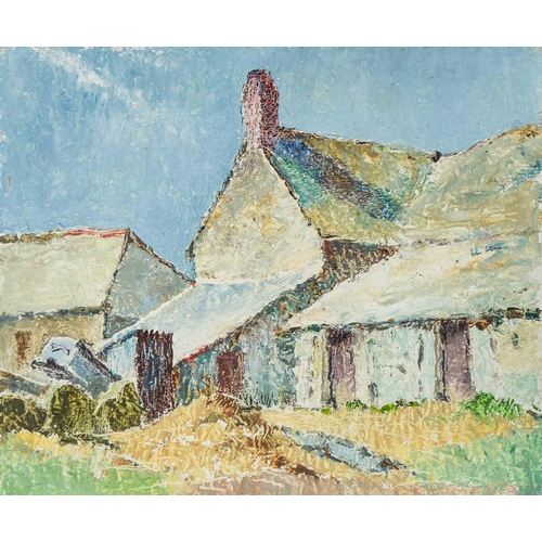 297 - George MANNING-SANDERS (1881-1953) Farm Buildings, Cornwall Oil on board, inscribed to verso, 32 x 3... 