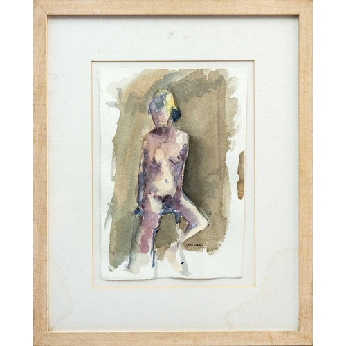 307 - Eric WARD (1945) Nude Female Study Watercolour, signed, 28cm x 20cm, 46cm x 37cm framed.