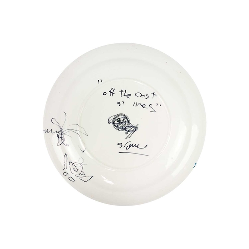 317 - Simeon STAFFORD (1956) Off the Coast, St. Ives Painted plate, signed, signed and inscribed to verso,... 