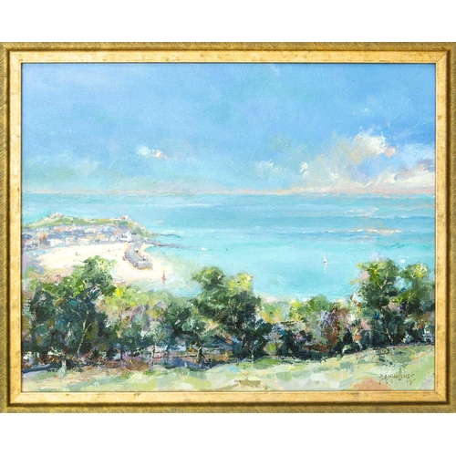 318 - Stewart MIDDLEMAS (1944) St Ives Looking From Tregenna Castle Oil on canvas, signed, further signed ... 