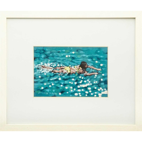 329 - Gordon HUNT (XX-XX) Swimmer Oil on card, signed, 13.5cm x 20cm, 33cm x 39cm framed.