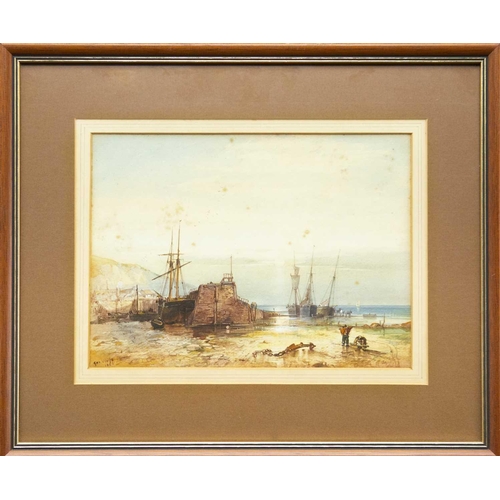 338 - George WOLFE (1834-1890) Newquay, Cornwall Watercolour, signed and dated 1856, 21.5cm x 29cm