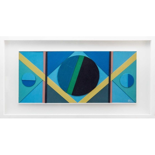 339 - Richard Sidney LODEY (1950) Construction Acrylic on board, initialled, 29 x 64cm, 45 x 85cm framed.