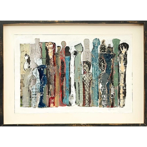 345 - Ken SPOONER (1942) The Meeting Mixed media and collage on card, signed, titled verso, 39cm x 59cm, 5... 