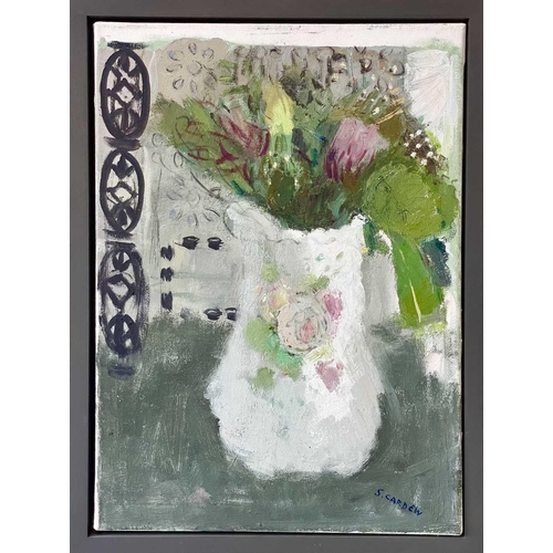 36 - Stella CARDEW (XX-XXI) Jug of Flowers Oil on canvas, signed, 56 x 40cm, 62 x 46cm framed.