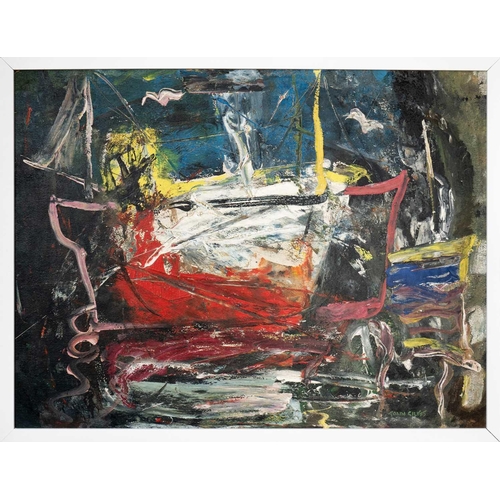 38 - Tony GILES (1925-1994) Boat Abstract Oil on board, signed, 51cm x 67cm, 54cm x 70cm framed