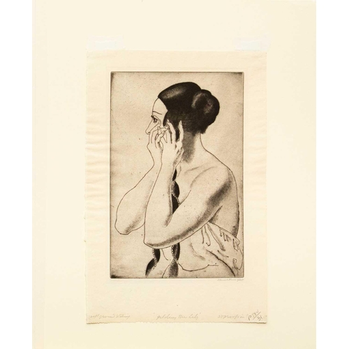 390 - Dame Laura KNIGHT (1877-1970) Gilding the Lily, 1926 Soft ground etching, signed, titled and annotat... 