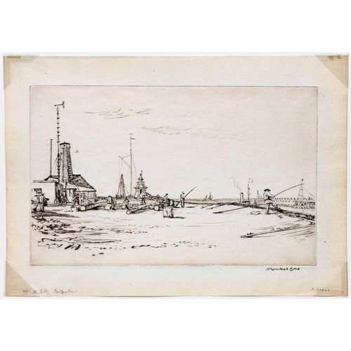 393 - David Muirhead BONE (1876-1953) The Jetty, Gorlestone, 1934 Drypoint, signed and inscribed, plate 17... 