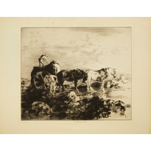 395 - Edmund BLAMPIED (1886-1966) The Vraic Season, 1936 Etching, signed, plate 31 x 36.5cm, sheet 39 x 50... 