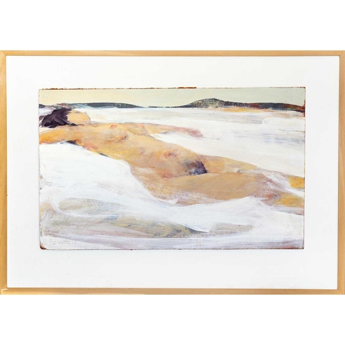 4 - Reg WATKISS (1933-2010) Nude Within Landscape Oil on board, signed, 36 x 60cm, 56 x 78cm framed.