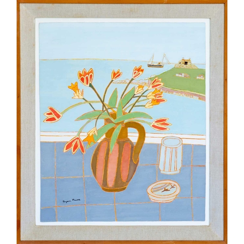 40 - Bryan PEARCE (1929-2006) Tulips & Daffodils, 1986  Oil on board, signed, titled and dated to verso, ... 