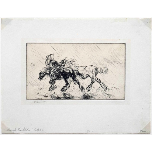 404 - Edmund BLAMPIED (1886-1966) Through the Storm, 1923 Drypoint, signed, plate 10 x 17.7cm, sheet 20.6 ... 