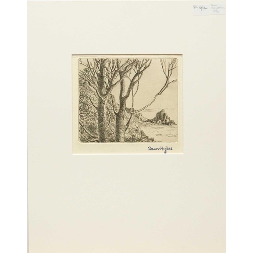 409 - Eleanor HUGHES (1882-1959) Trees Overlooking Lamorna Cove, 1938 Etching, stamped artist's signature,... 