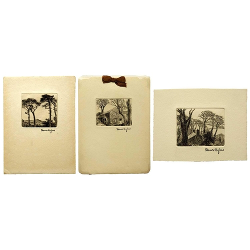 412 - Eleanor HUGHES (1882-1959) Three small etchings  'The Folly Seen Through the Trees' c1936, stamped s... 