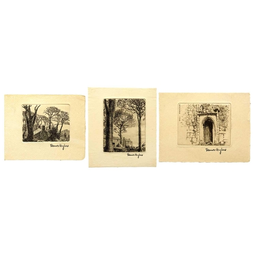 414 - Eleanor HUGHES (1882-1959) Three small etchings Old Doorway Trewoofe, 1909, stamped signature, plate... 