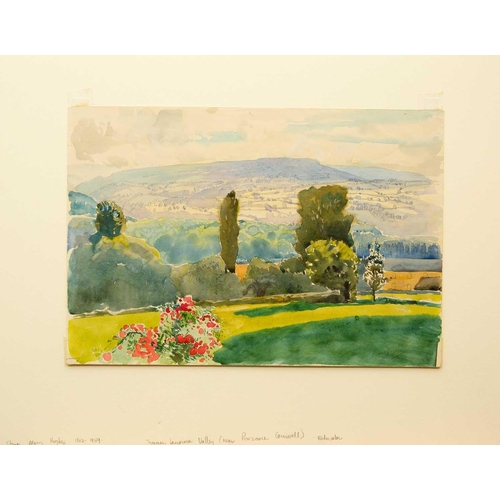 418 - Eleanor HUGHES (1882-1959) Rurual View Watercolour, signed, 25.5 x 37cm, mounted THE JANE ALLINSON C... 