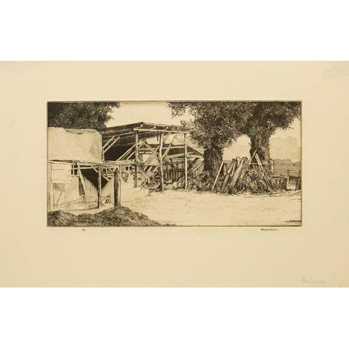 431 - Herbert Gordon WARLOW (1885-1942) Farmyard, c1925   Etching, signed and numbered 54/75, plate 14 x 1... 