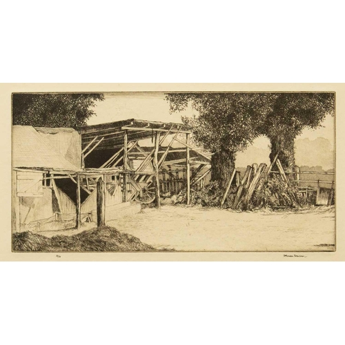 431 - Herbert Gordon WARLOW (1885-1942) Farmyard, c1925   Etching, signed and numbered 54/75, plate 14 x 1... 