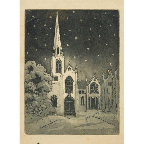 432 - Isabel Beatrice MESHAM (1896-?) An etching/aquatint and two etching plates St Mary's Church with Sta... 