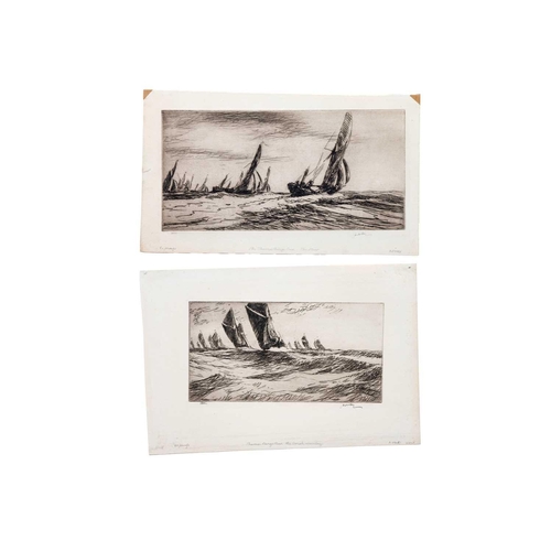 434 - James MCBEY (1883-1959) Two etchings 'The Thames Barge Race - The Start' 1936, signed, number 38/80,... 