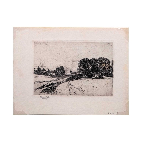 447 - Oliver HALL (1869-1957) Five Etchings & 1 Lithograph  Five etchings - 'Bolton Castle Vista', 1894, s... 