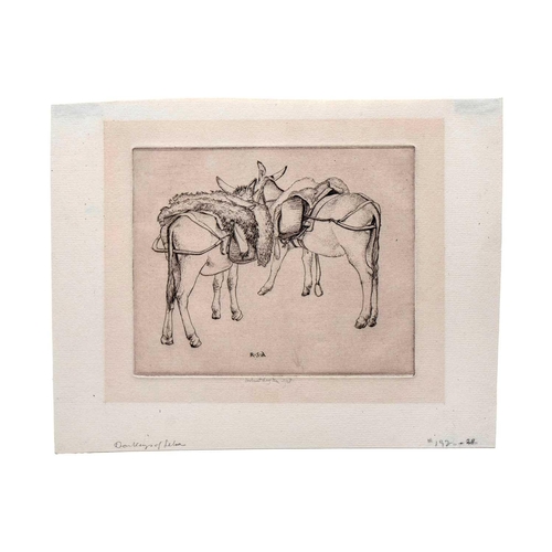 451 - Robert Sargent AUSTIN (1895-1973) Donkeys of Selva, 1928 Engraving, plate 13.2 x 16.5cm, sheet 18.7 ... 